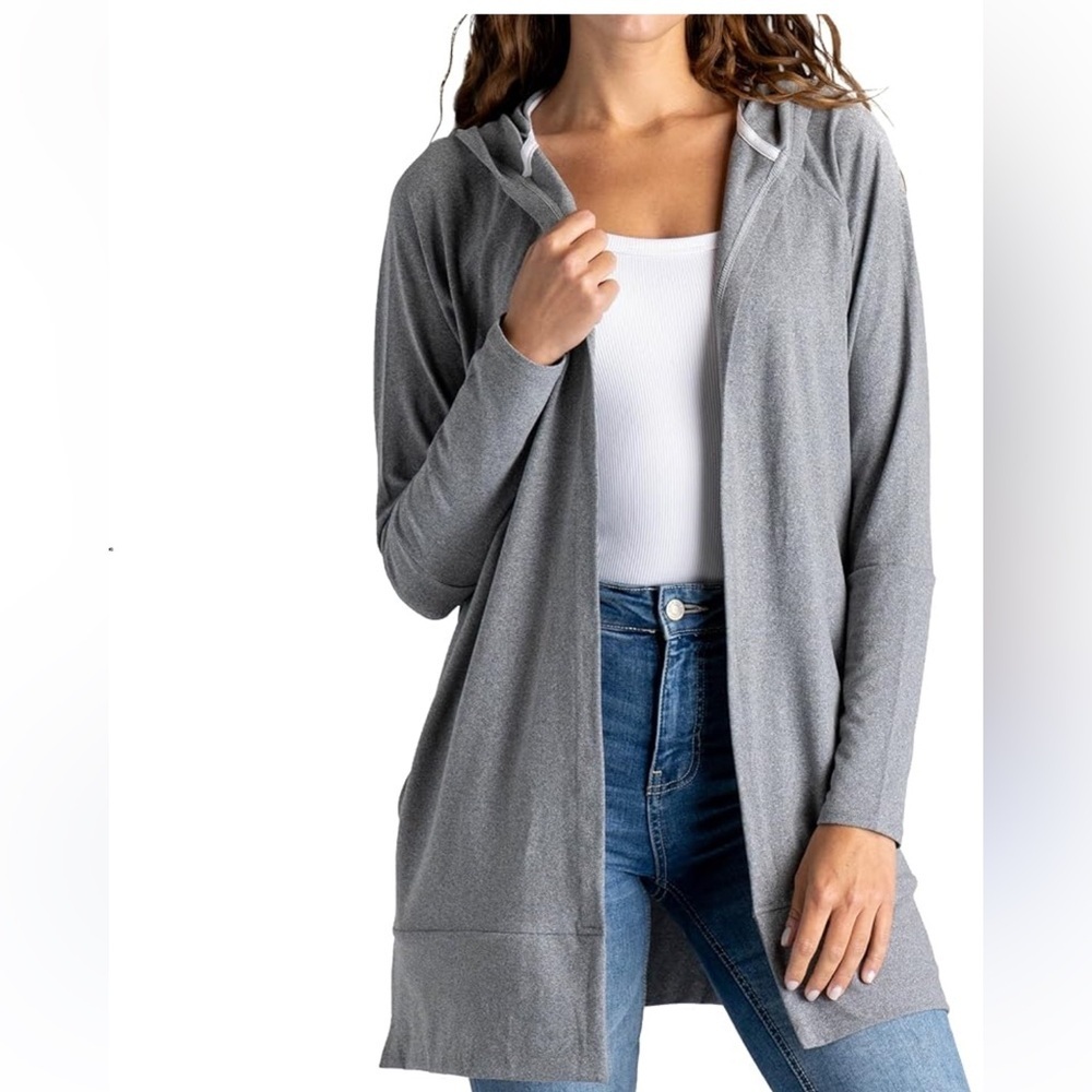 Flirtitude Women's Heather Gray Hooded Cardigan